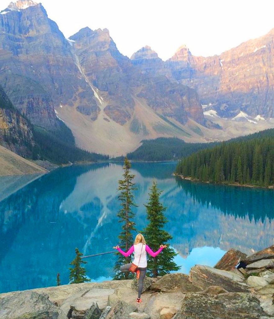 Yoga at Moraine Lake Alberta by @Kayla_Peterson