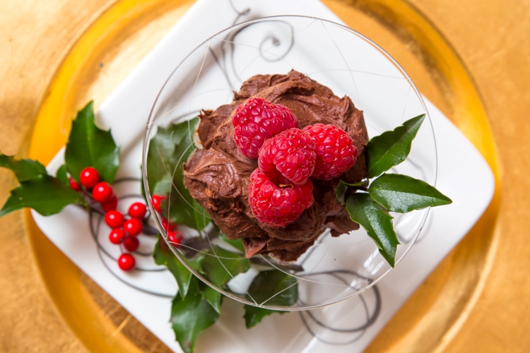 Recipe for Healthy Holiday Chocolate Truffle Mousse with Raspberries