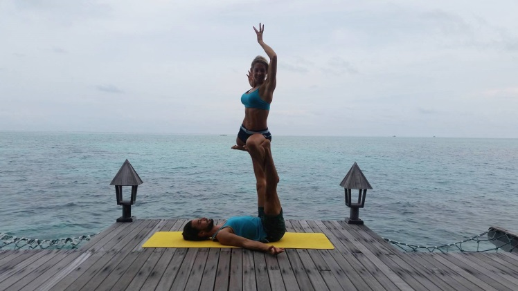 Acro yoga in the Maldives