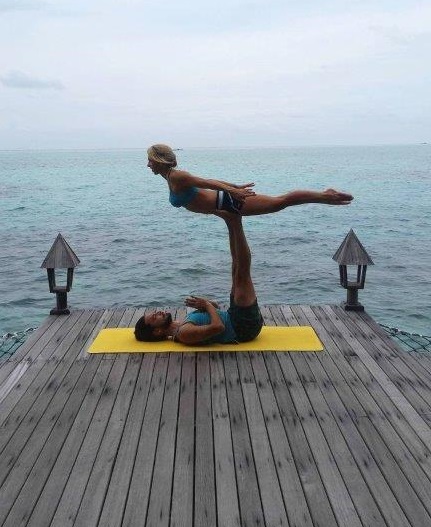 Acro yoga in the Maldives