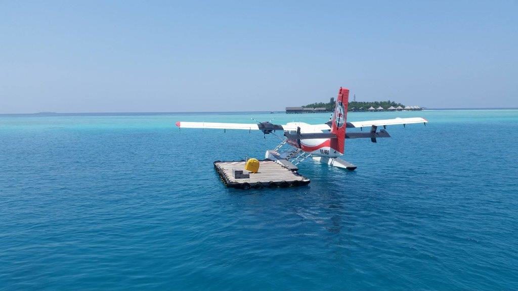 Typical seaplane arrival in the Maldives