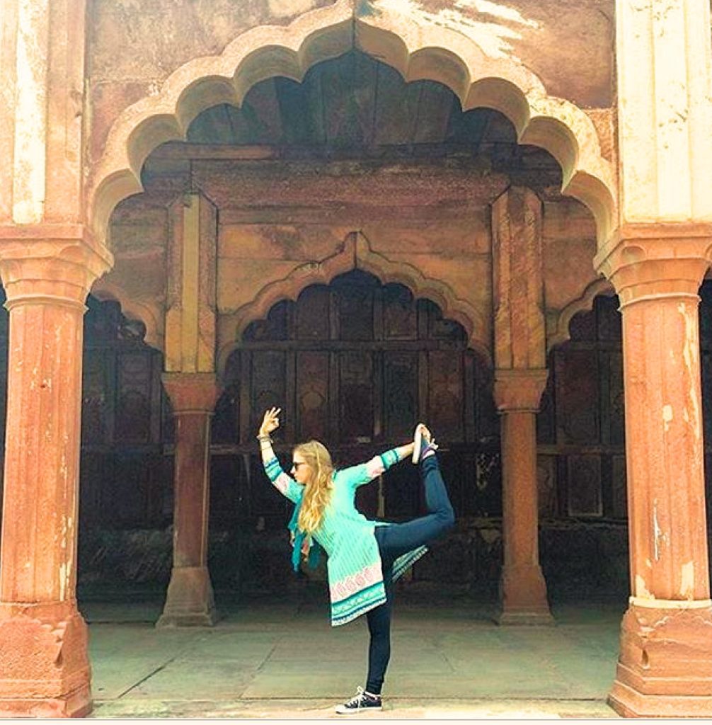 Yoga at Taj Mahal New Delhi India by Elizabeth Frantz-Larson
